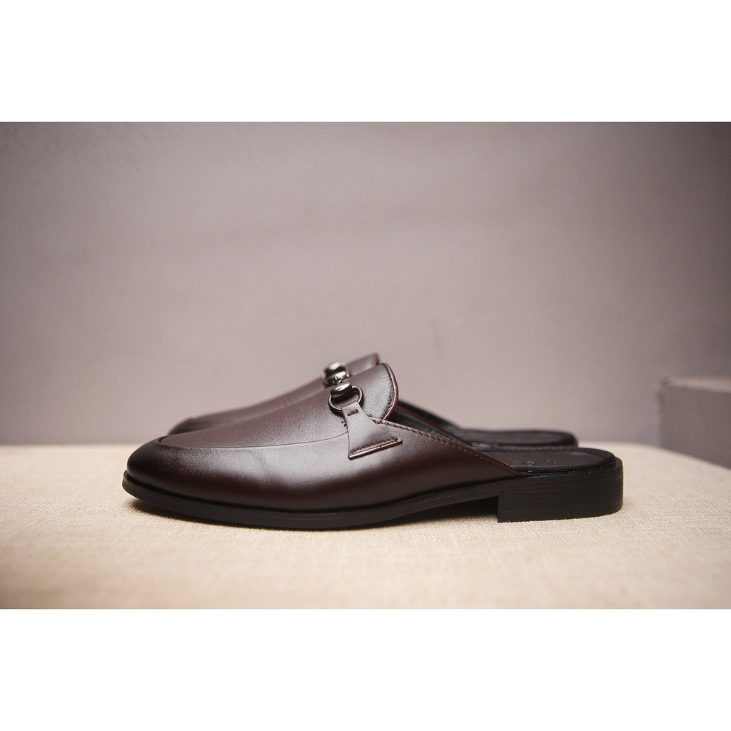 GIÀY SỤC NAM HỞ GÓT DA BÒ NGUYÊN TẤM TOROSHOES MÃ M639.1 (NÂU TRƠN)