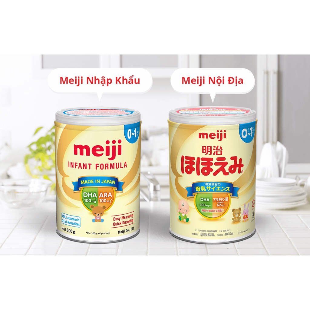 Sữa Bột Meiji Số 0-1/ Meiji Số1-3 (lon 800g) Tặng Bình Nước Sừng Hươu