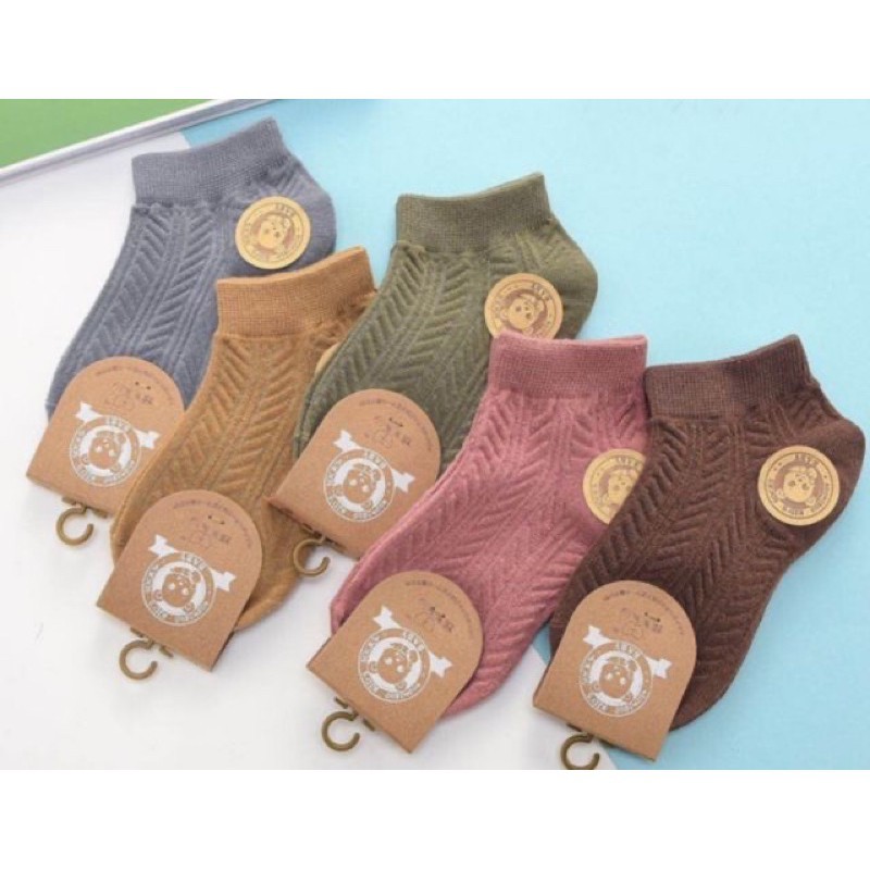 Set 10 đôi tất vớ len gân dệt kim cổ ngắn Vintage cho bé yêu