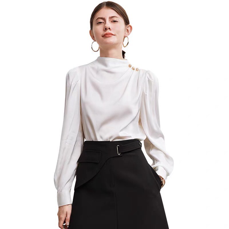 Áo Sơ Mi Nữ- Áo Sơ Mi Trắng Lụa Cao Cấp