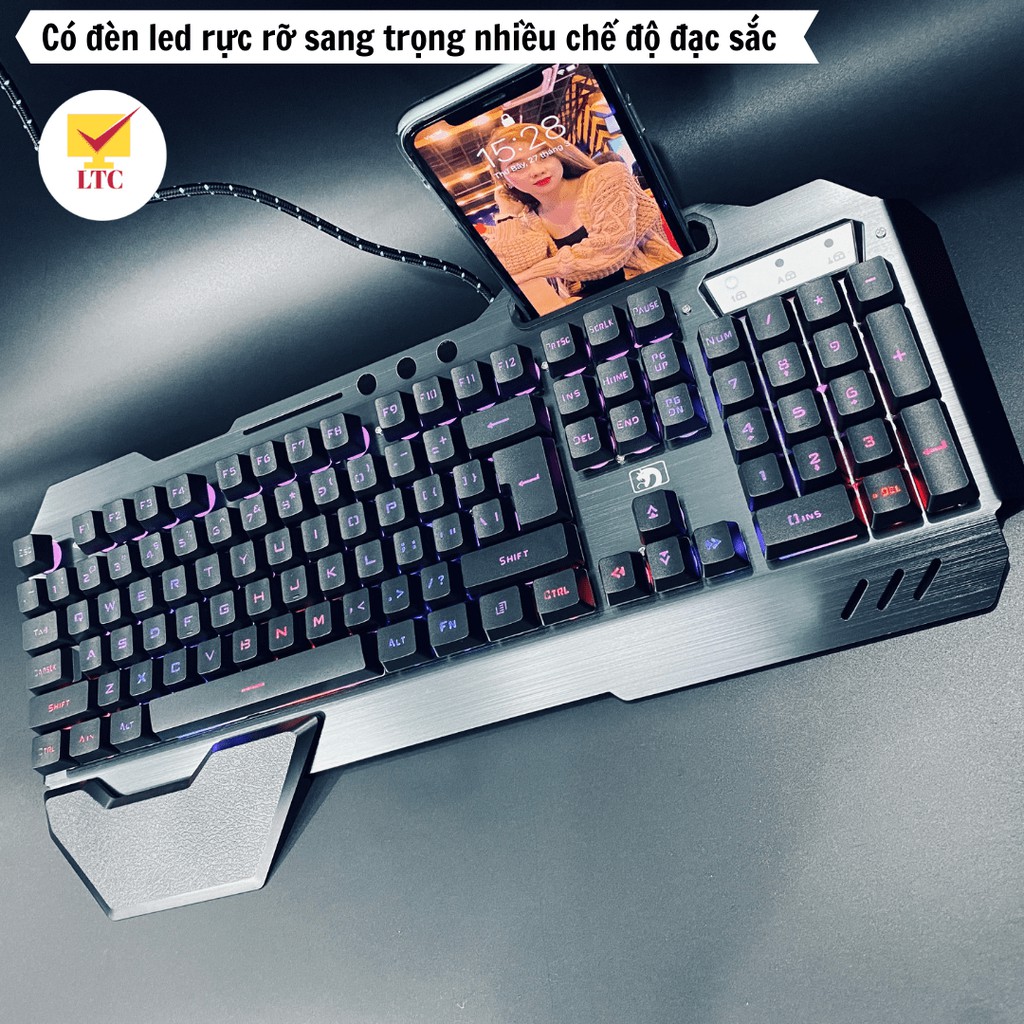 Bàn phím gaming có led đổi màu 10 chế độ khác nhau, tặng kèm kê tay, kiểu dáng giả cơ cho máy tính, pc, laptop, LTC