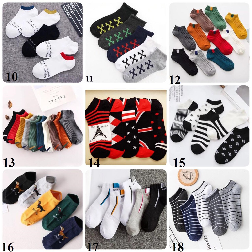 SET 5 ĐÔI TẤT NAM NỮ UNISEXVỚ OFF WHITE