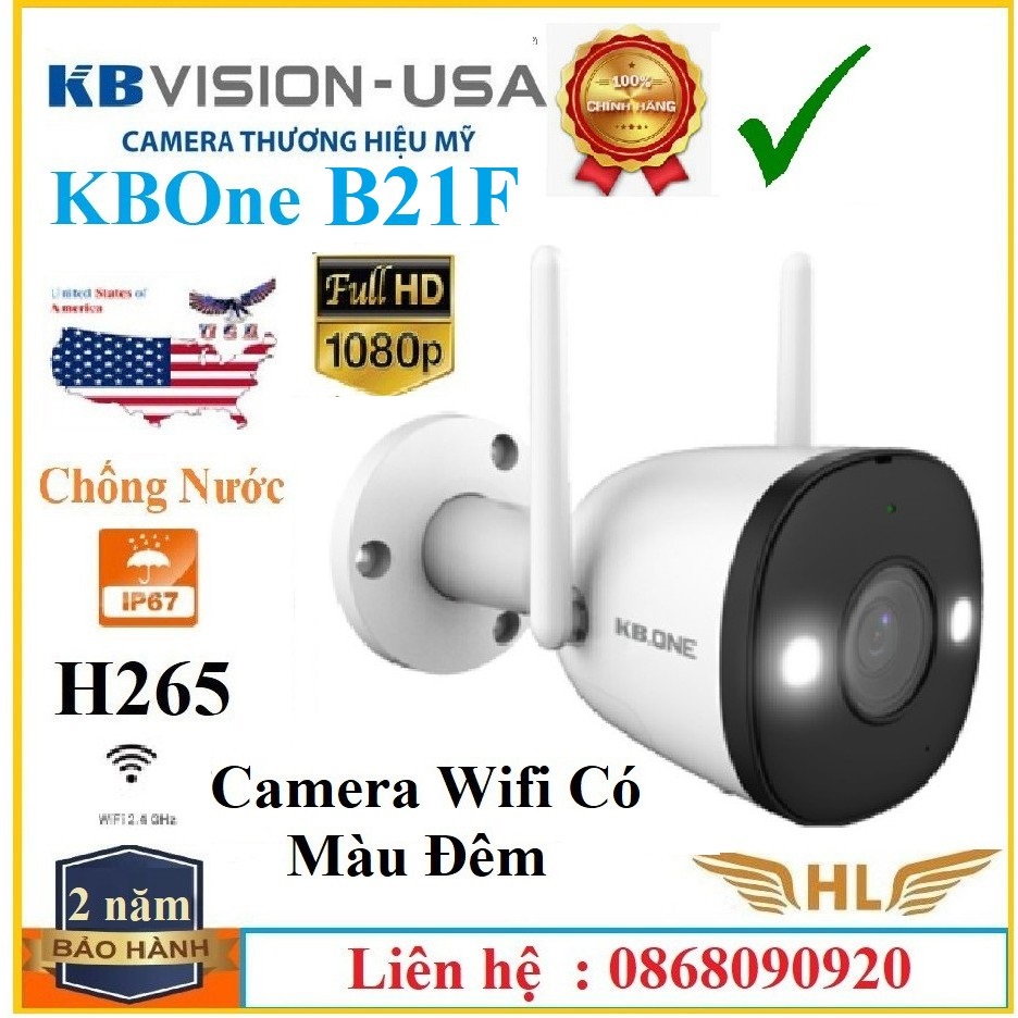 Camera Wifi Siêu Nét 4Mp Ngoài Trời KBVision KBOne KN-KN-B41 Hoặc 2Mp Kbone KN-B21 2Mp -Hàng Chính Hãng