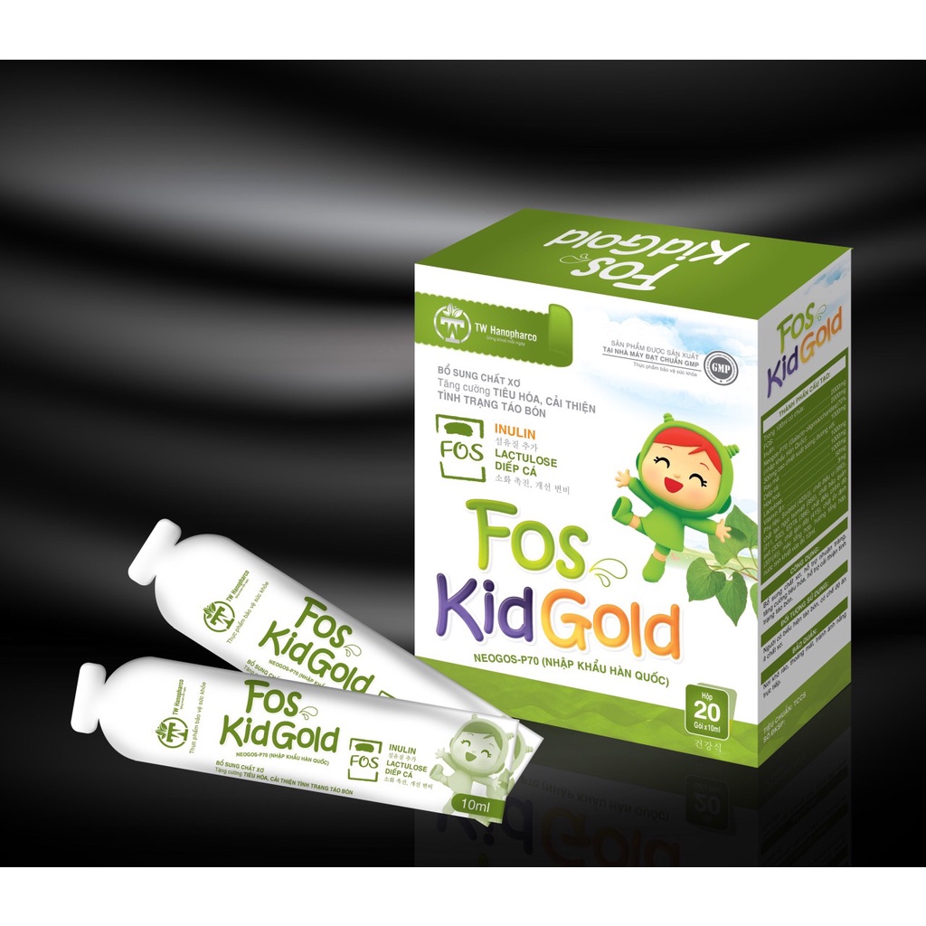 Siro giảm táo bón cho trẻ FOS KID GOLD, bố ung chất xơ, inulin, diếp cá, vitamin B1 (20 gói * 10ml)
