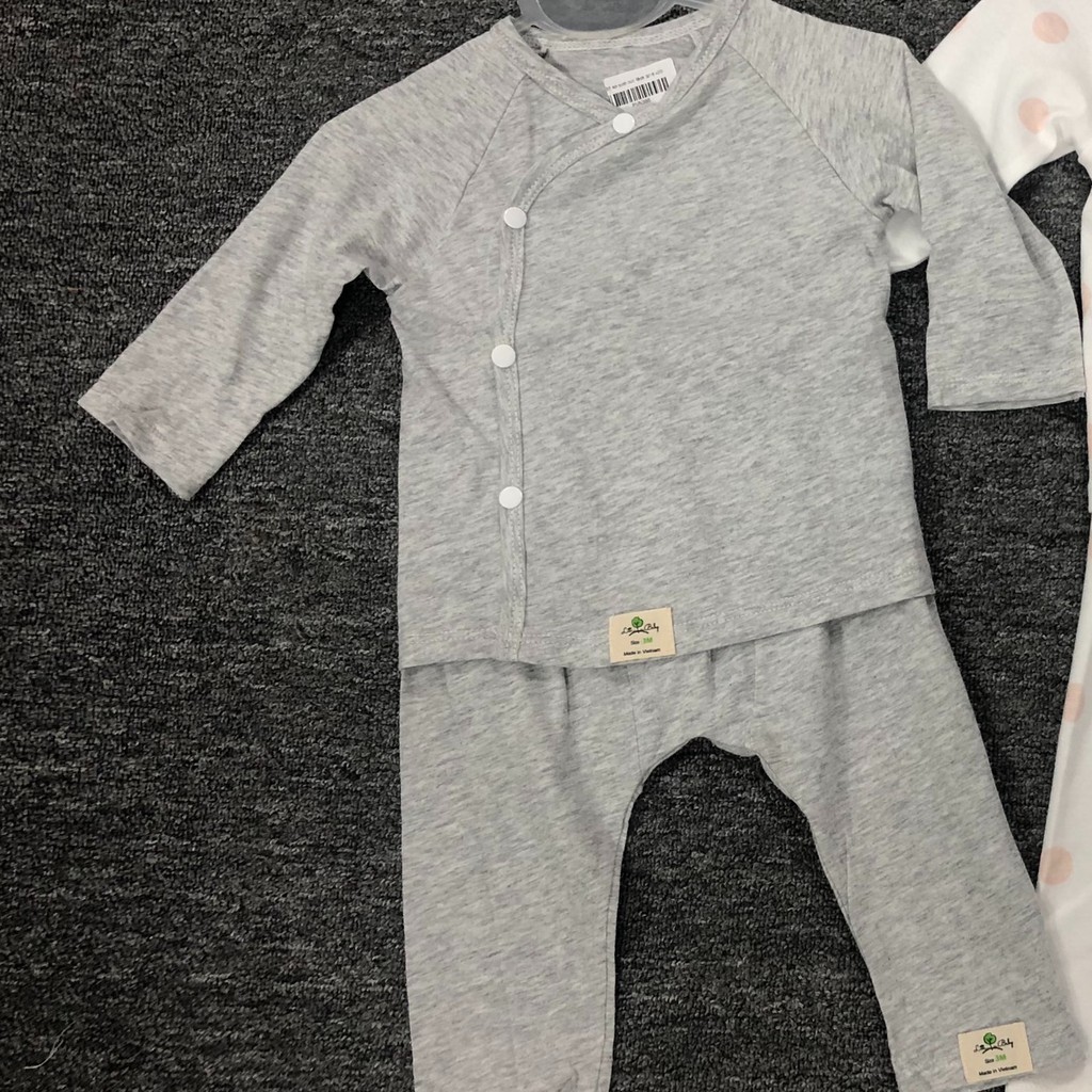 Bộ Sơ sinh Cúc Chéo Dài Tay LITIBABY cho bé gái, bé trai size 3-18 tháng -2H4800