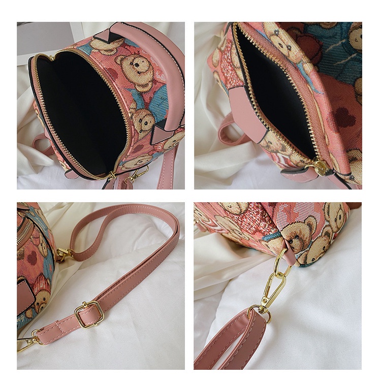 Ba Lô Da Mini Chuwanglin Hình Gấu Đa Chức Năng Cho Nữ