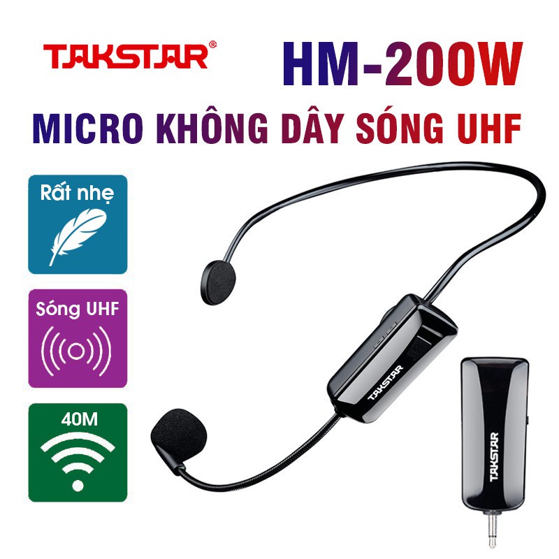 Mic Không Dây Cài Đầu Takstar HM200W Chuyên Sử Dụng Hội Họp , Sự Kiện , Giảng Dạy , Tuyên Truyền , Quảng Cáo