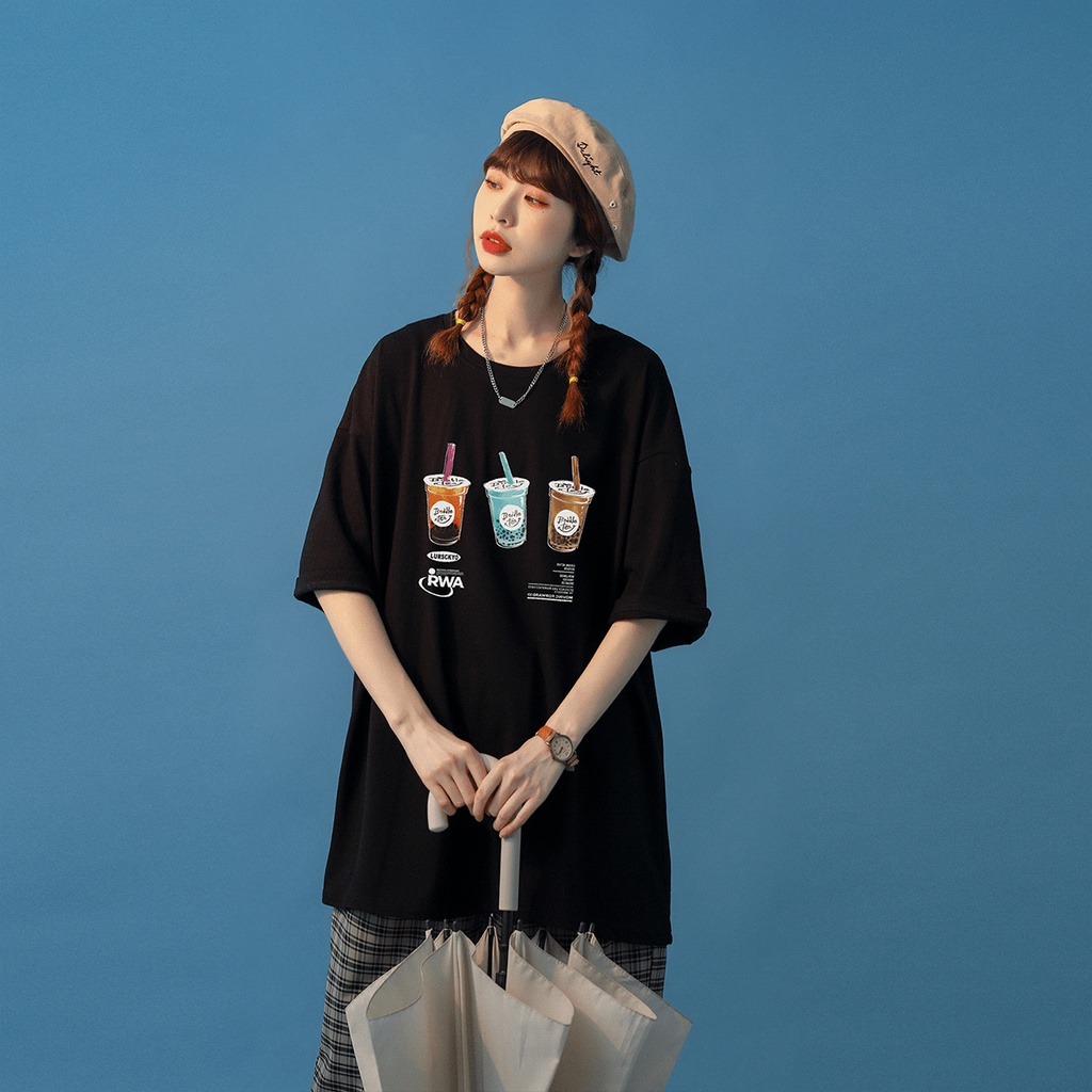 Áo thun Bubble Tea form rộng tay lỡ nhiều màu nhiều size (V220)