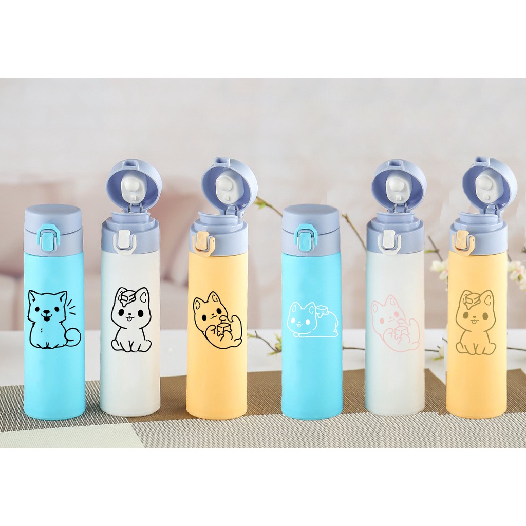 bình nước 2 lớp chó shiba B2DC2 dễ thương cute hoạt hình 400-500ml