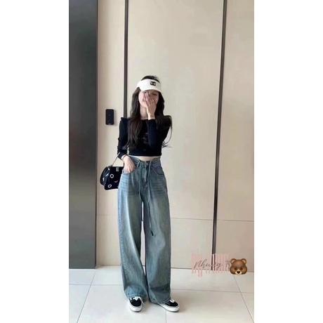 Mã 3266-672(Sớ chun eo) QUẦN JEAN SUÔNG MÀI BUỘC DÂY