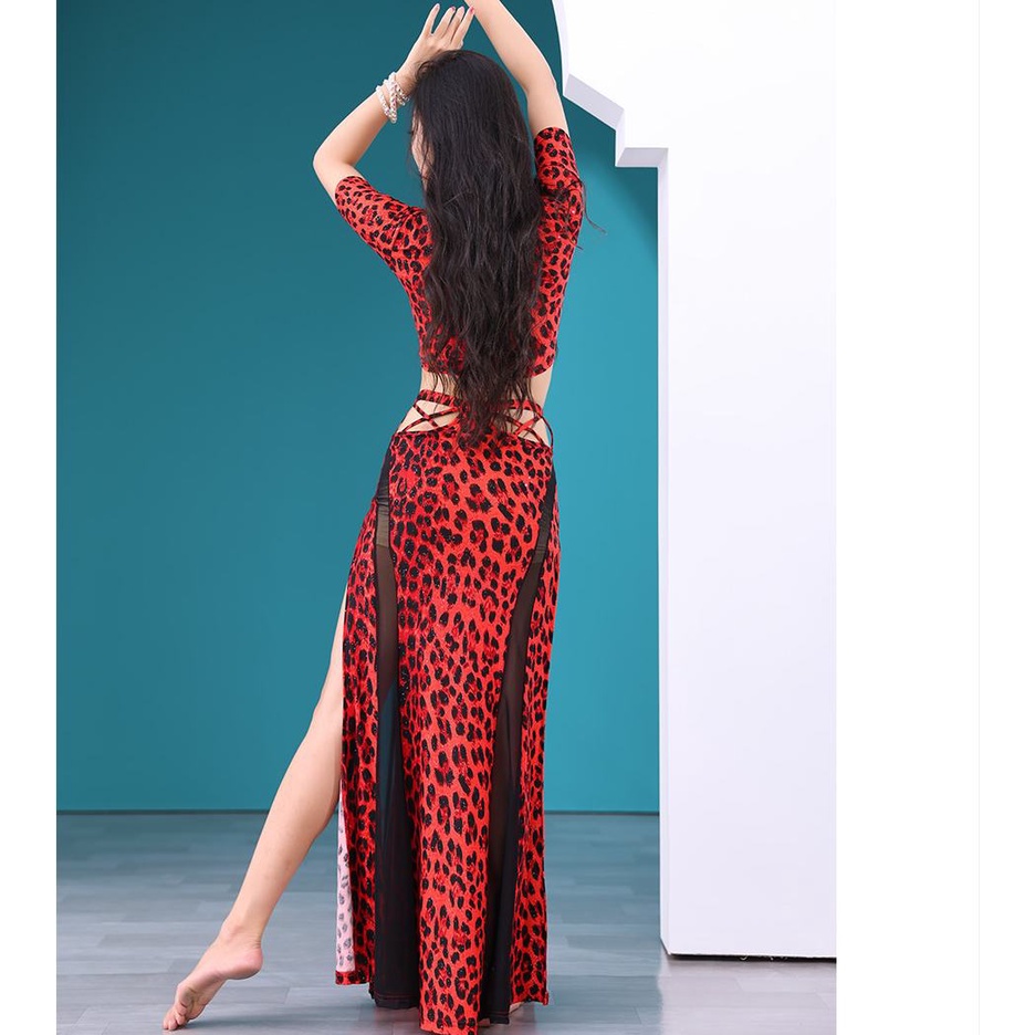 Bộ Đồ Tập Múa Bụng Lưng Cao In Họa Tiết Da Báo Cá Tính
