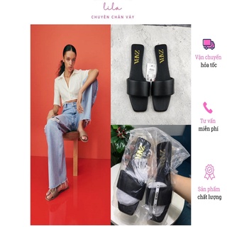 Dép bệt Z*ra màu đen quai ngang to trơn