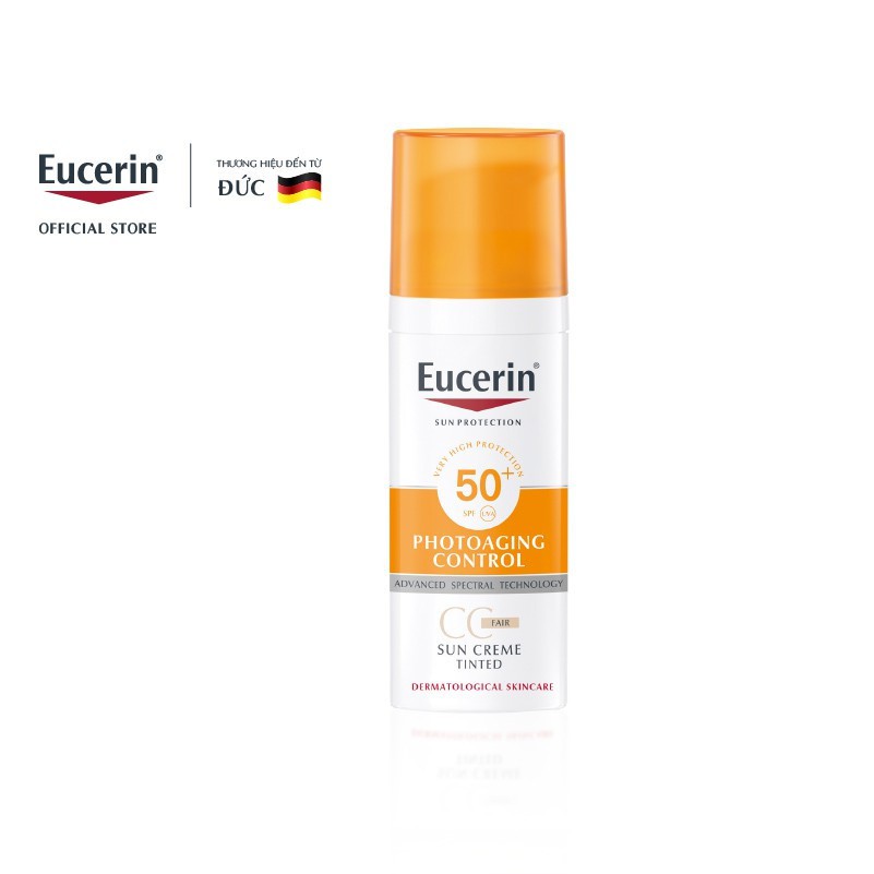 Kem chống nắng trang điểm Eucerin Sun Creme Tinted CC Fair SPF50+ 50ml (Có Màu)