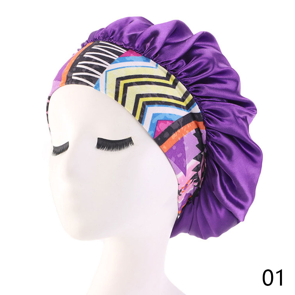 LF 1 CÁI Khăn trùm đầu Satin Khăn trùm tóc Mũ đàn hồi ban đêm Mũ ngủ Chăm sóc tóc Beauty Bonnet Cover Springy Band