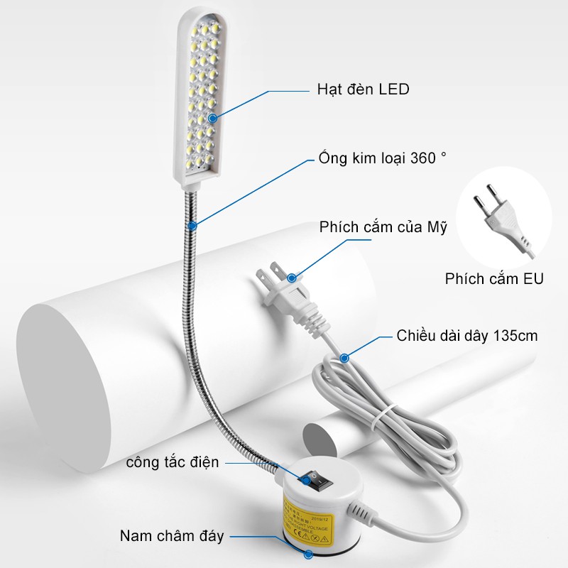 Máy may LED 30 bóng có nam châm, đèn hoạt động, chất lượng tốt và tuổi thọ cao