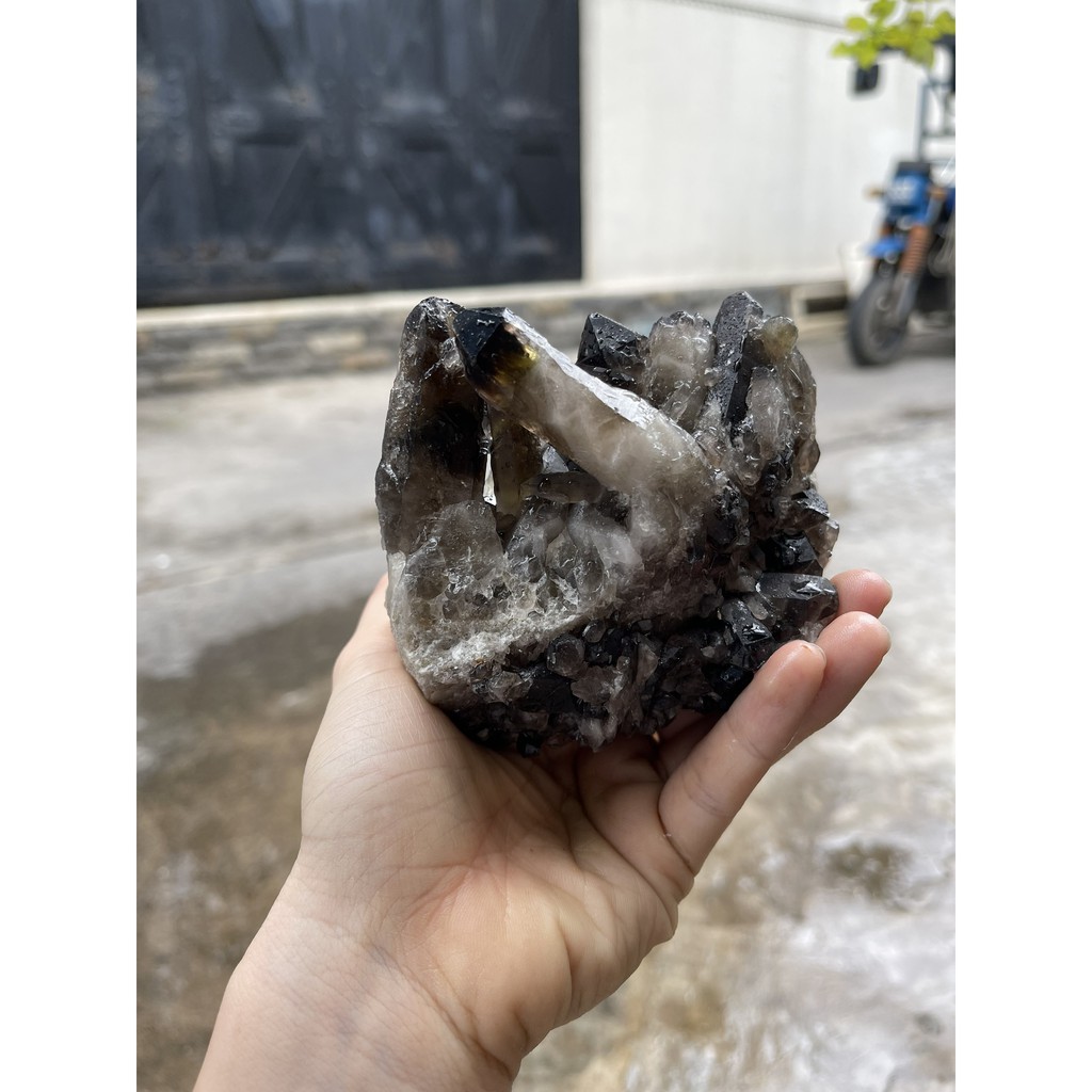 Smoky quartz - CỤM TINH THỂ THACH ANH KHÓI, KT: 10x12CM; KL: 0,625KG (VK23) | CADA DECOR