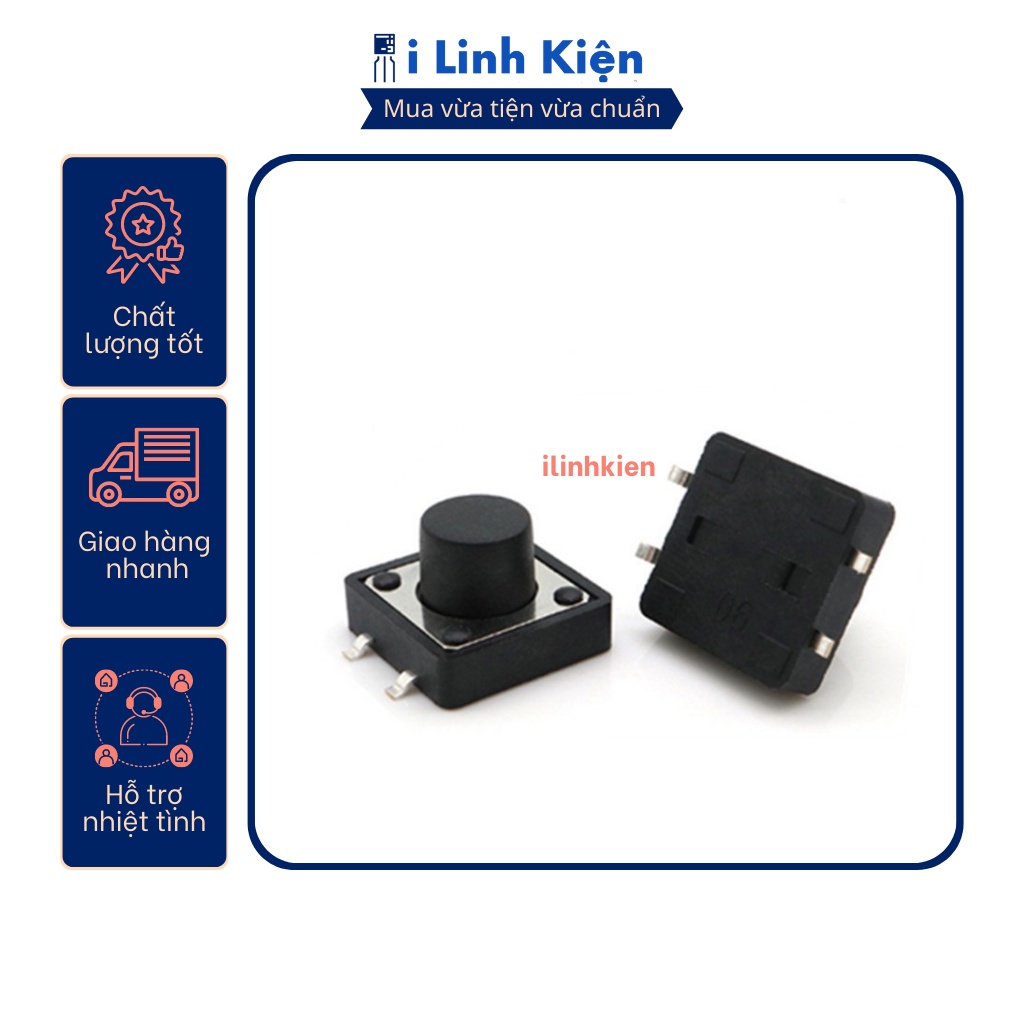 Nút nhấn 4 chân 12x12mm 4P DIP chống nước