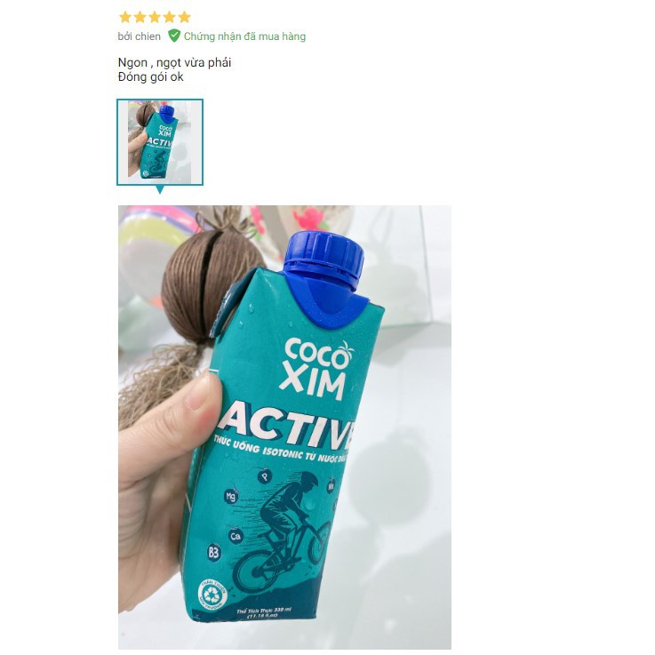 Cocoxim Active - Thức uống Isotonic từ nước dừa tươi dung tích 330ml/Hộp