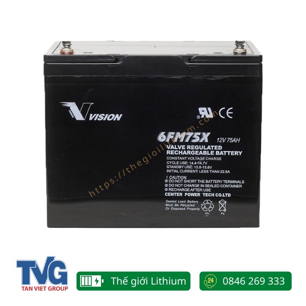 Ắc quy chính hãng Vision Ắc quy Vision 6FM75-X 12V 75Ah