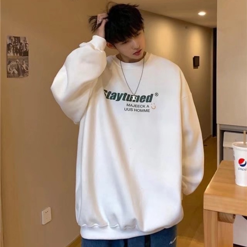 Áo sweater cổ tròn dáng rộng thiết kế mới thời trang mùa thu dành cho nam