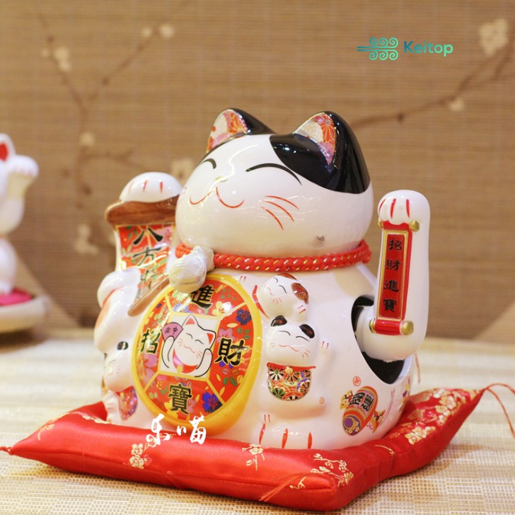 Mèo Vẫy Tay May Mắn Buôn May Bán Đắt, Tài Lộc Đến 20cm (Mẫu Mới) KEITOP MANEKI-017