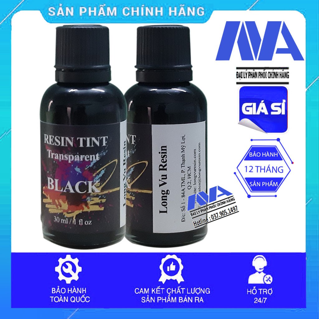 Màu Pha Epoxy Resin Tint Trong Suốt - Lọ 30ml - ĐEN - BLACK