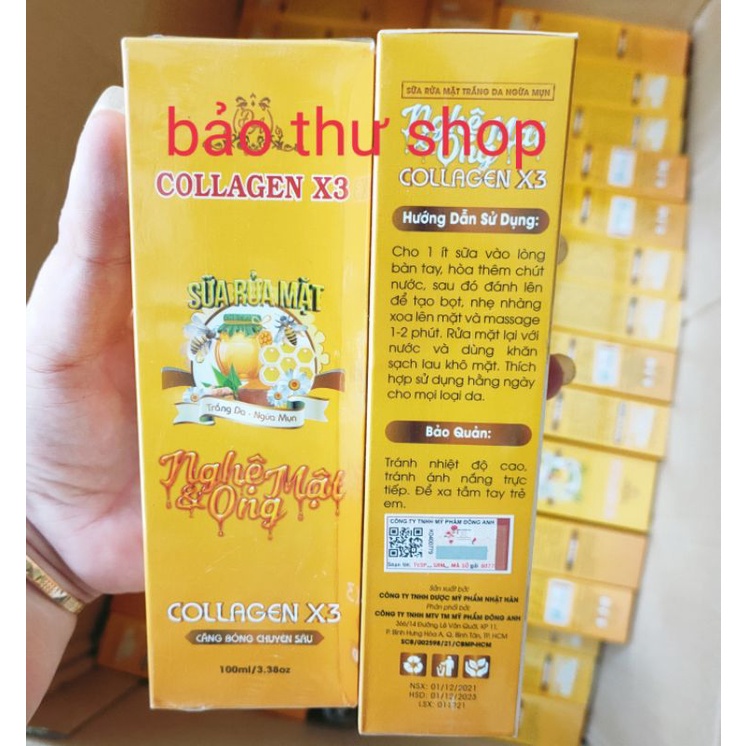 Sữa rửa mặt nghệ và mật ong collagen x3