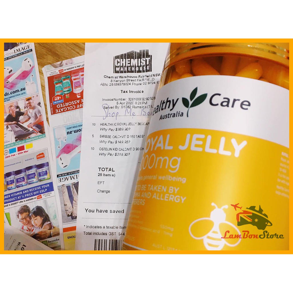 [Tem CHEMIST] Sữa Ong Chúa Healthy Care Royal Jelly 1000MG 365 viên - Xuất xứ Úc