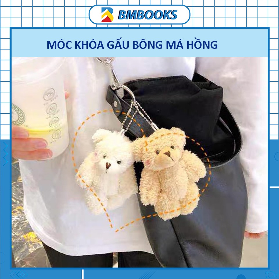 Móc khóa gấu bông cute má hồng treo balo, túi xách siêu cưng BMBooks