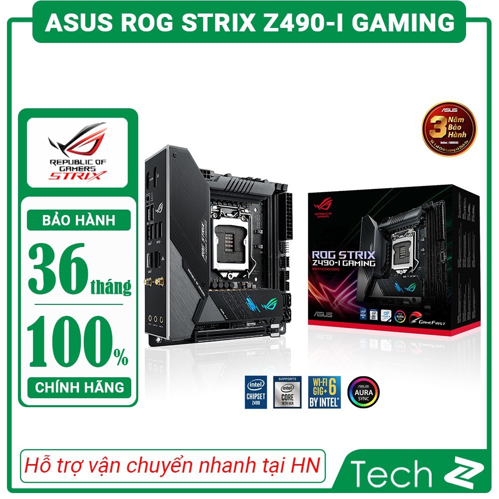 Mainboard ASUS ROG STRIX Z490 I GAMING (Intel Z490, Socket 1200, Mini ITX, 2 khe RAM DDR4)