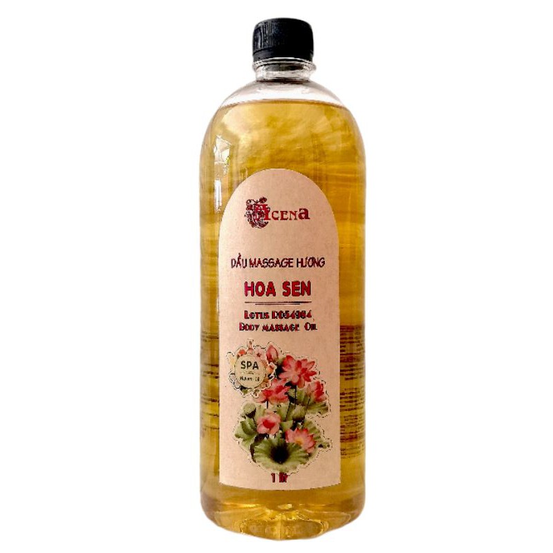 Tinh Dầu Massage Body Hoa Sen ACENA 1000ml Chuẩn Spa, Hương Thơm Lôi Cuốn Quyến Rũ