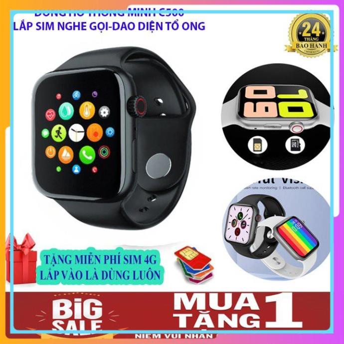 💥Tặng kèm sim 4G💥 Đồng hồ thông minh C500/C6/K10 - Nghe Gọi Nhắn Tin- Lắp Sim , Thẻ Nhớ thay được dây DS