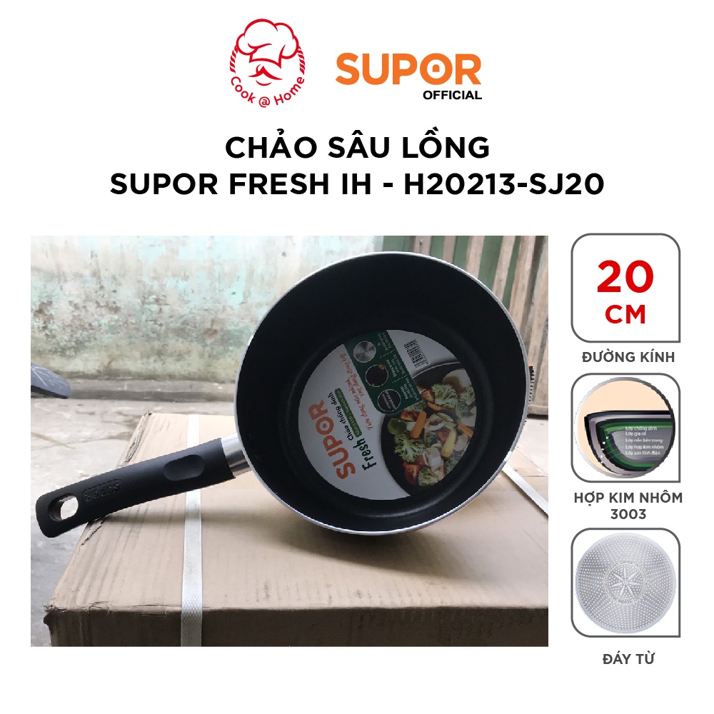 [Mã LIFEHL50K giảm 10% đơn 200K] Chảo sâu lòng Supor Fresh IH Supor H20213-SJ20 H20213-SJ24- màu xanh bơ 20cm, 24cm