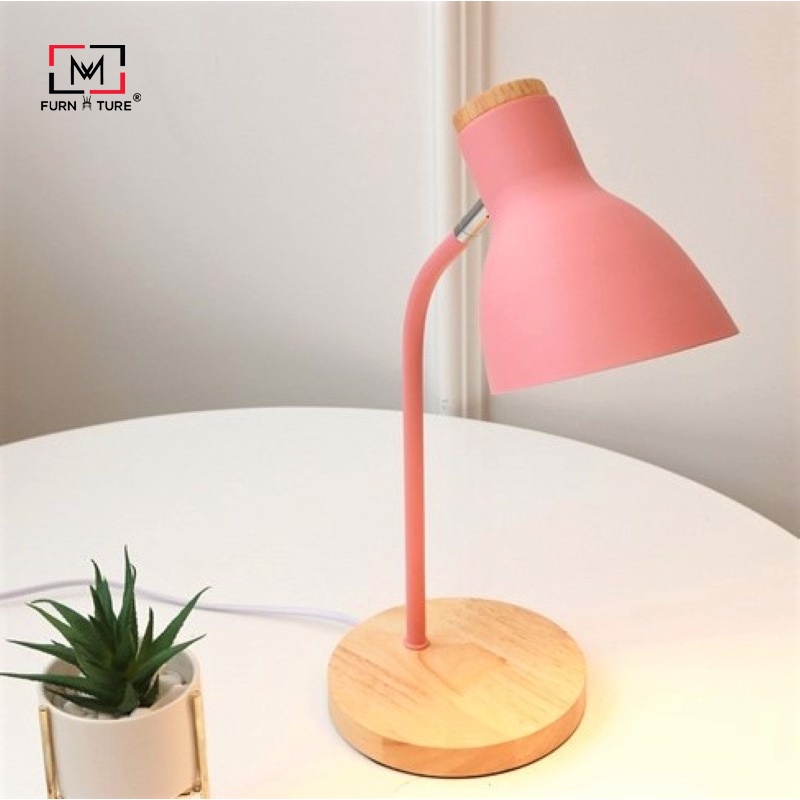 Đèn bàn gỗ bắc âu dạng ống macaron màu sắc hiện đại thương hiệu MW FURNITURE