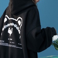 【ZHELIHANGFEI】Áo Hoodie Tay Dài Dáng Rộng In Hình Gấu Phong Cách Preppy