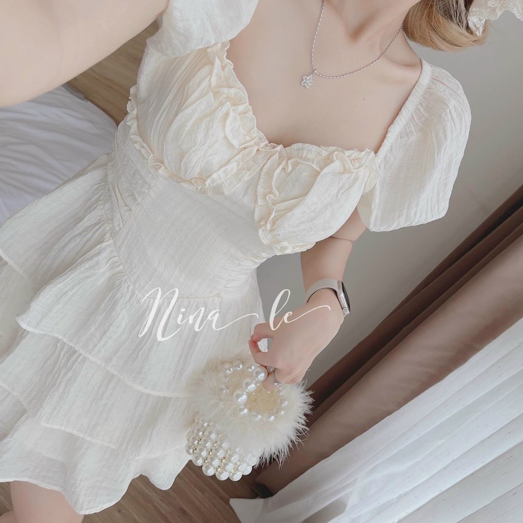 Đầm váy nữ xòe xếp ly tầng bồng bềnh siêu xinh xắn với 3 màu tôn da dành cho các công chúa đi chơi, dạo phố