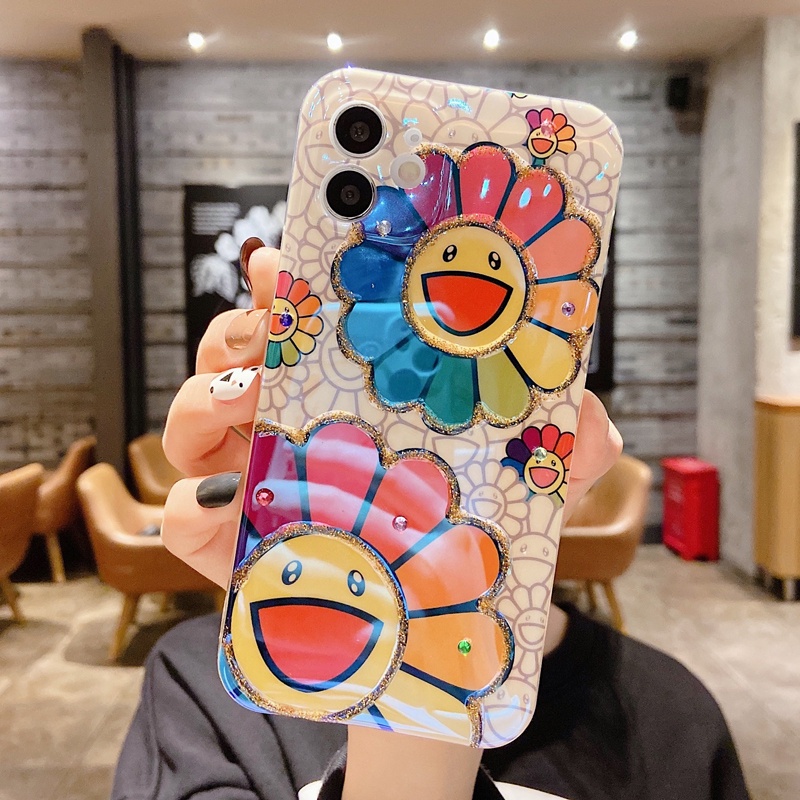 Ốp Điện Thoại Mềm Họa Tiết Hoa Hướng Dương Vân Kim Cương Cho iphone 15 pro max 14 pro max 13 / 12 pro max ip11 x xr 7 / 8 plus