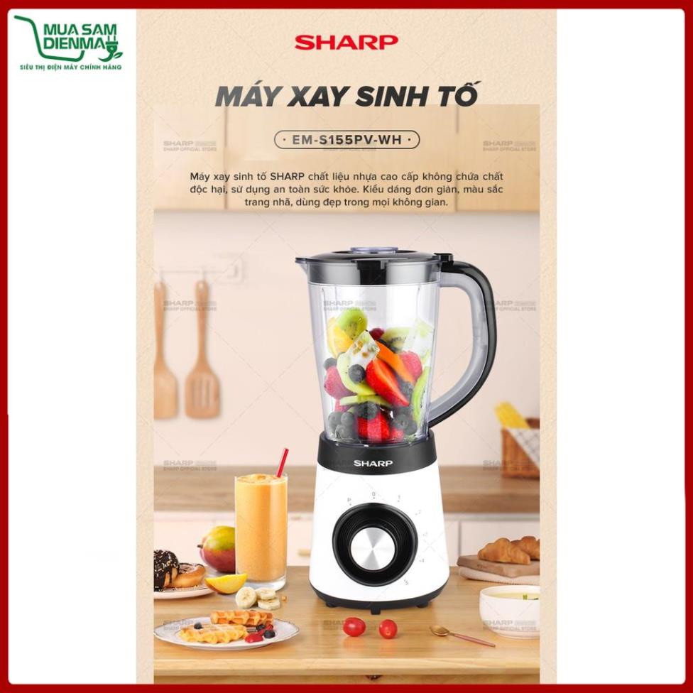 Máy Xay Sinh Tố Sharp EM-S155PV-WH 1.5L Công suất: 500W, 5 Tốc Độ Xay