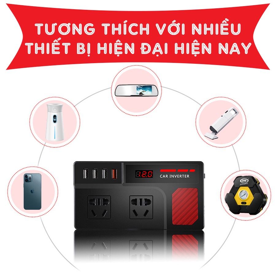 Ổ cắm điện đa năng CAR365VN thông minh 4 cổng USB sạc nhanh 3.0 công suất 200W chống cháy Cao Cấp
