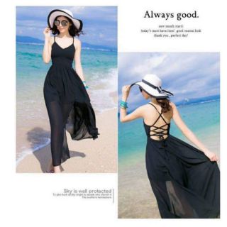 Com bo Đầm maxi đi biển