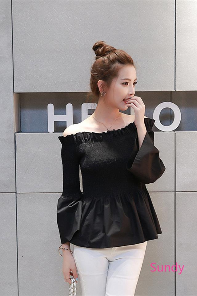 Áo Kiểu Trễ Vai Tay Loe Chất Chiffon Cho Bé Gái