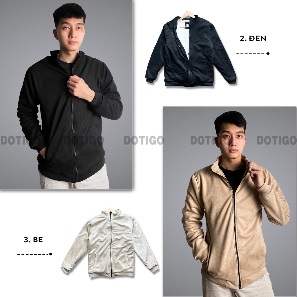 Áo khoác nam da lộn Bomber lót lông đẹp siêu ấm áp cao cấp DOTIGO AK02