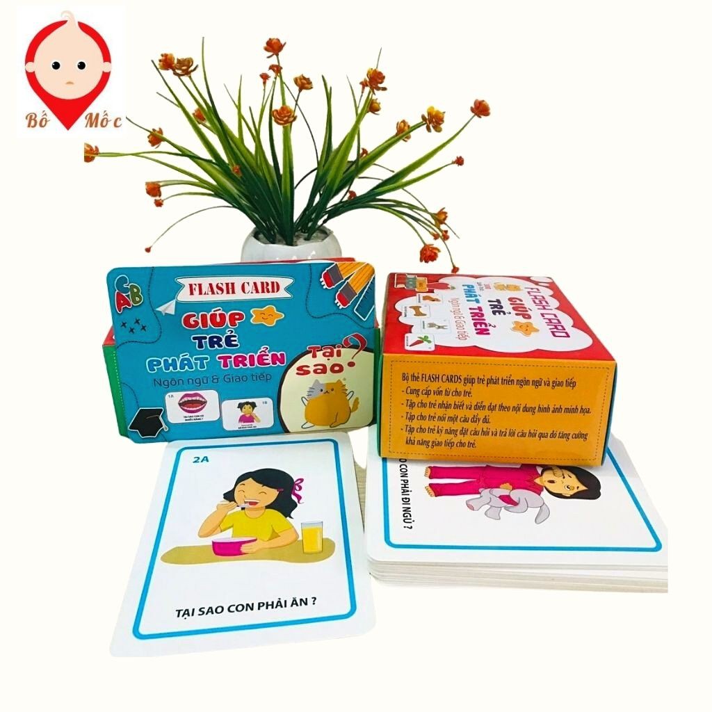 Bộ Thẻ FlashCard 300 Câu Hỏi Và Trả Lời Cỡ To Cho Bé Kích Thích Phát Triển Ngôn Ngữ Tư Duy Thông Minh - Shop Bố Mốc