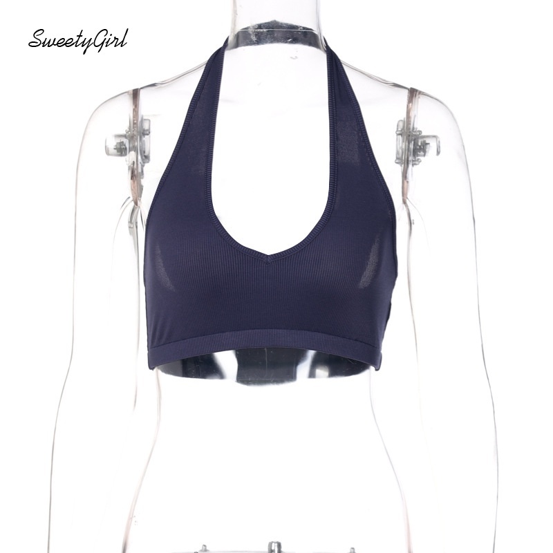 Áo hai dây cổ chữ V hở lưng màu sắc ngọt ngào quyến rũ cho nữ