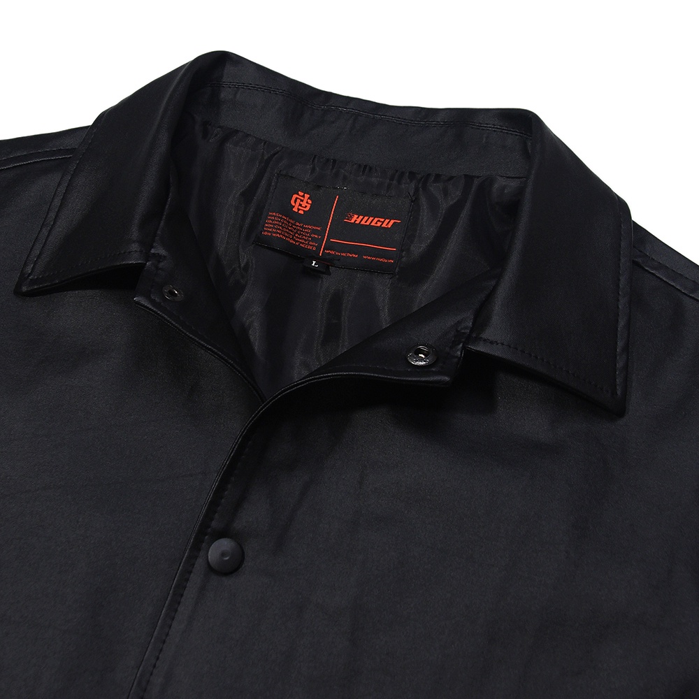 Áo khoác da nam thời trang HUGU Minima Leather Jacket chất da PU cao cấp màu đen