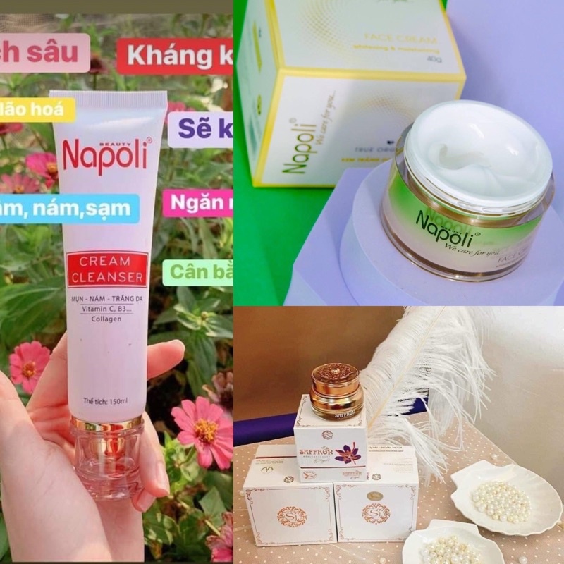 Combo dưỡng da ngừa nám-kem Face 40g+kem nám saffron+sữa rửa mặt