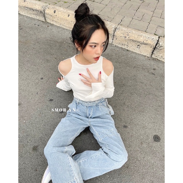 [ ẢNH THẬT ĐỘC QUYỀN SMOR.VN ] Áo khoét 2 bên vai, xẻ tay, FIU TOP