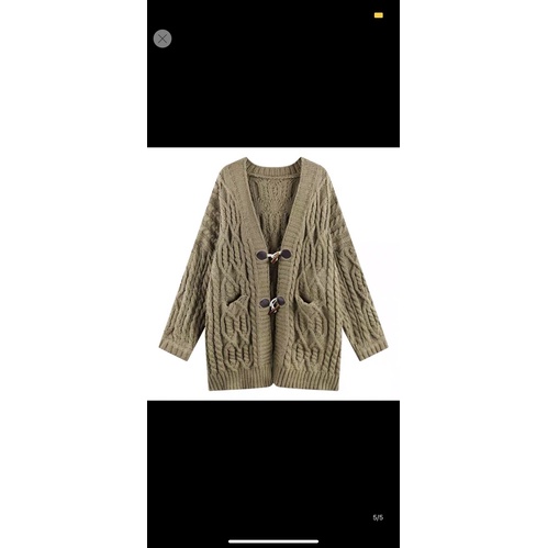 Áo cardigan len thừng dáng lửng màu nâu