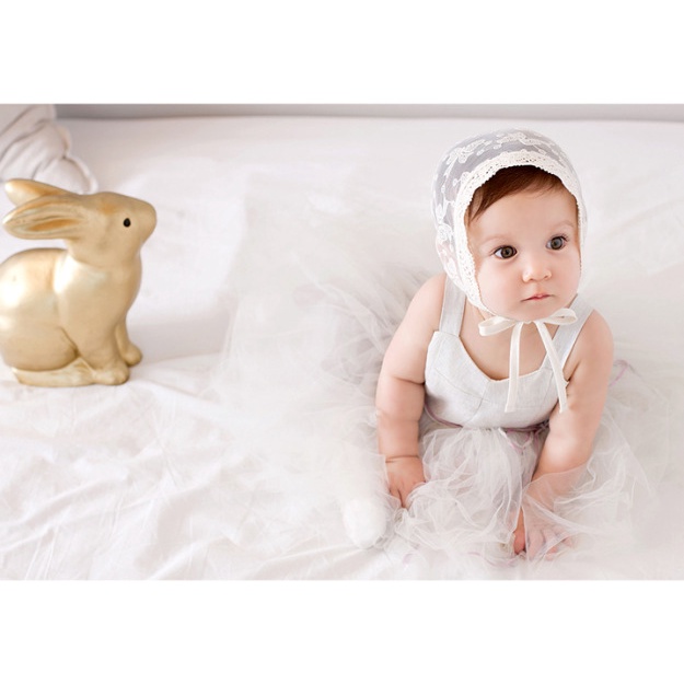 Mũ Trùm Đầu Phối Ren Thêu Họa Tiết Thoáng Khí Phong Cách Hàn Quốc Cho Bé