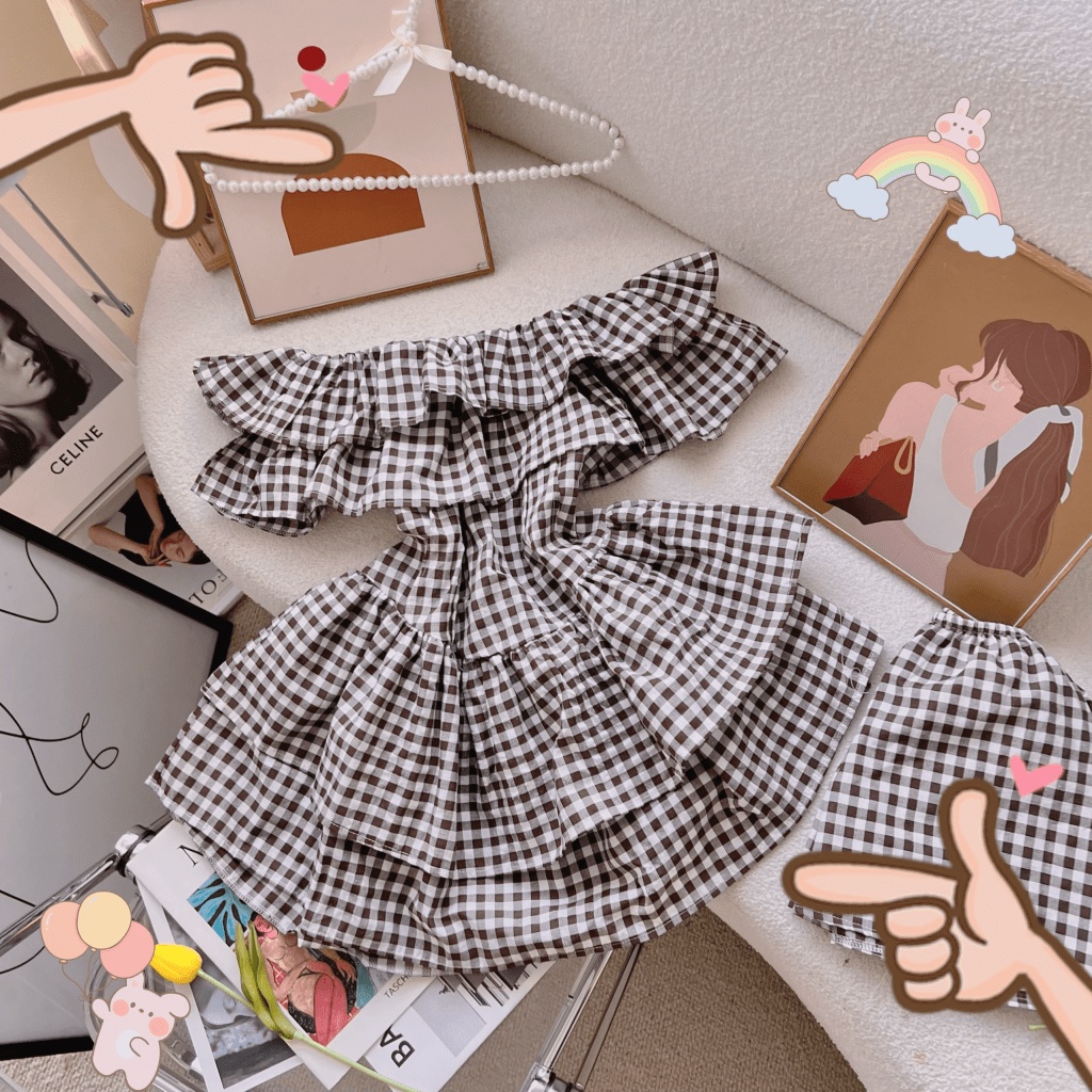 (HÀNG MỚI) ĐẦM XÒE NỮ CARO TRỄ VAI BABY DOLL CỰC XINH TÔN DÁNG SÁNG DA SIÊU HOT